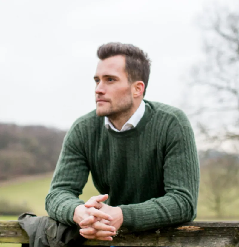 Massoti Lambswool Cable Crew Neck Jumper Forest L30 